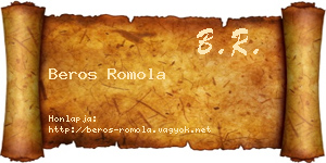 Beros Romola névjegykártya